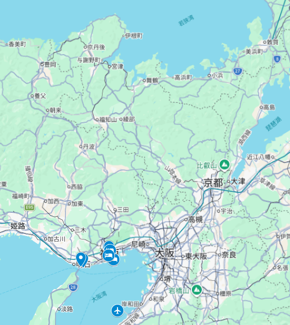 Day1 神戶港灣路線地圖：關西機場、三井Outlet、明石海峽大橋、Harborland