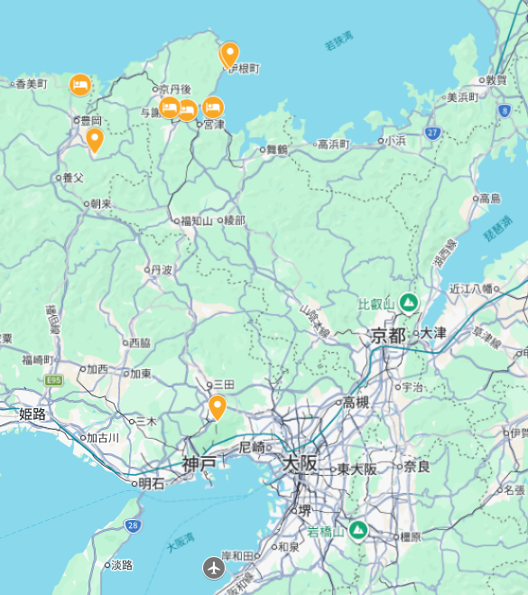 Day2 有馬溫泉、出石、伊根路線地圖