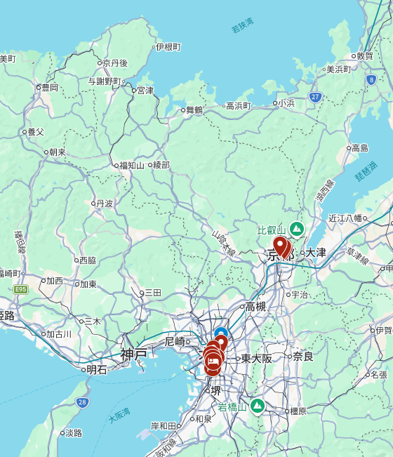 Day4 京都清水寺與大阪市區路線地圖